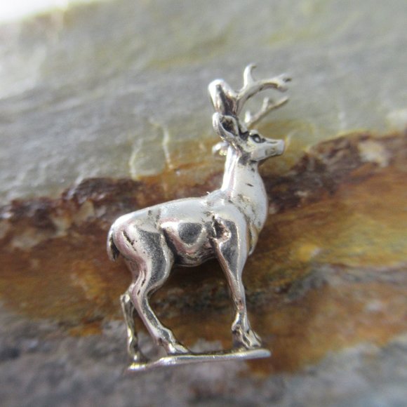 Sterling Silver Stag Charm, Patronus Deer Buck - Picture 3 of 8
